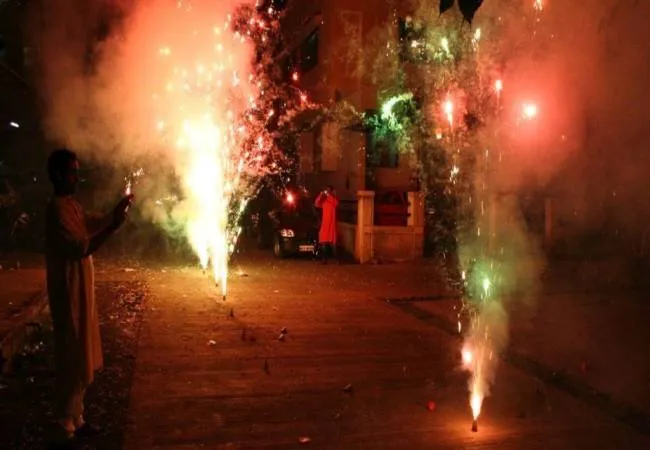 DIWALI CELEBRATION PEOPLES CRACKERS TAMILNADU 